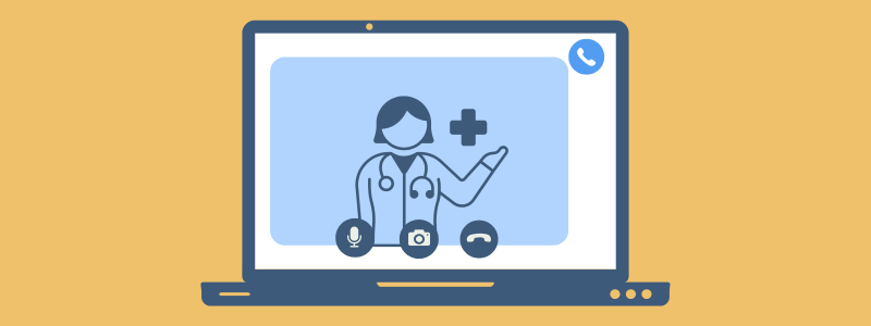 Open laptop showing a telehealth video call with a Canadian doctor—guide for Visitors to Canada on when and how to use online doctors.